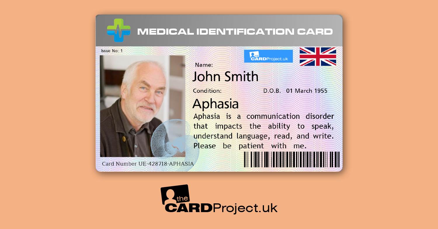 Premium Aphasia Medical ID Card (FRONT)
